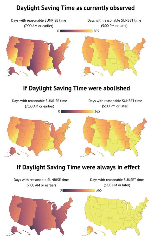 U.S. Maps- Daylight With and Without DST